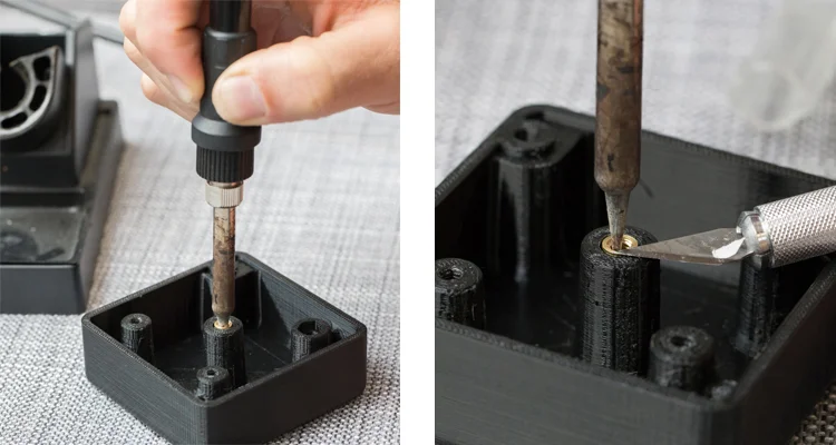 Example of installing a threaded insert for 3D printed parts - Fictiv Example of installing a threaded insert for 3D printed parts