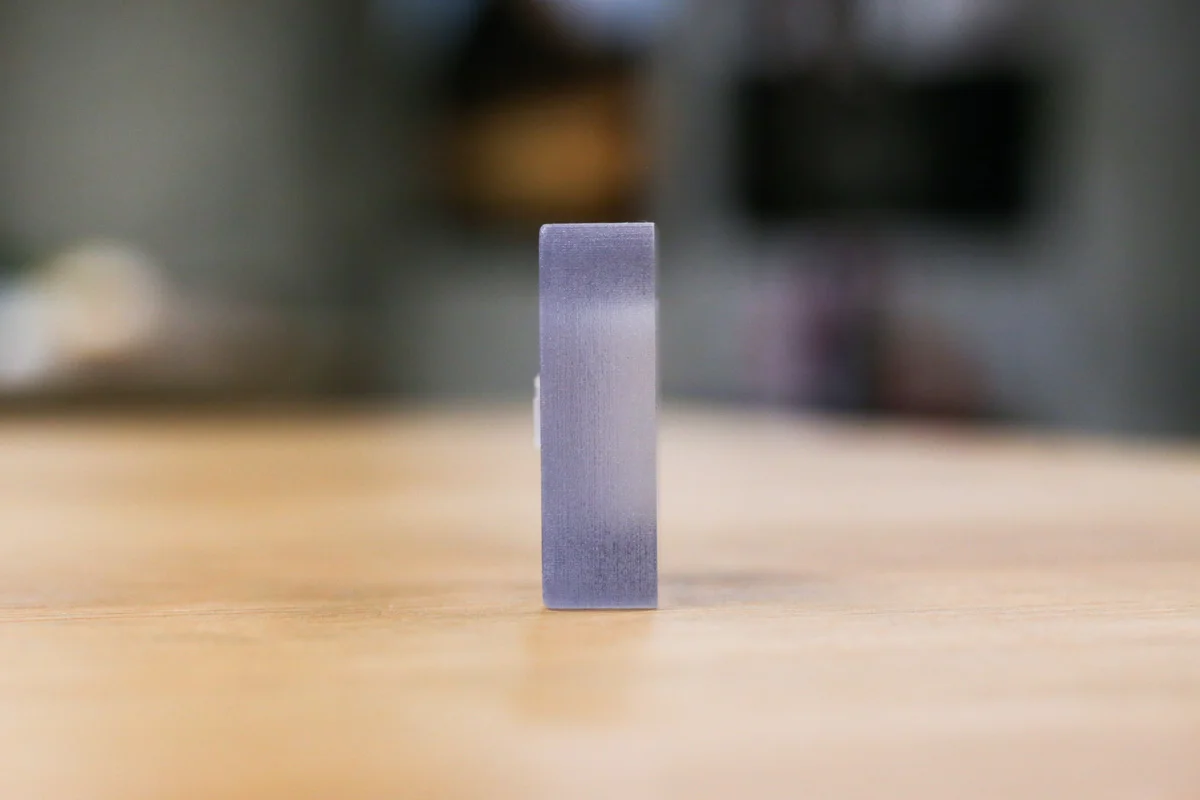 transparent 3D printed part side view - Fictiv transparent 3D printed part side view