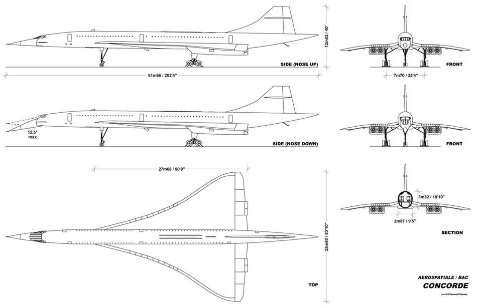 Concorde drawing - Fictiv Concorde drawing