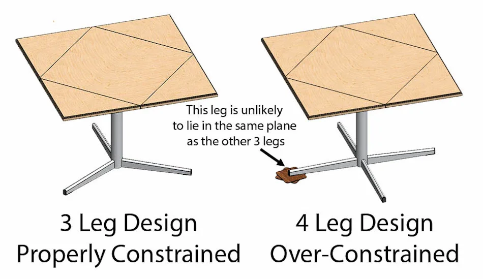avoiding overconstraint when designing a table