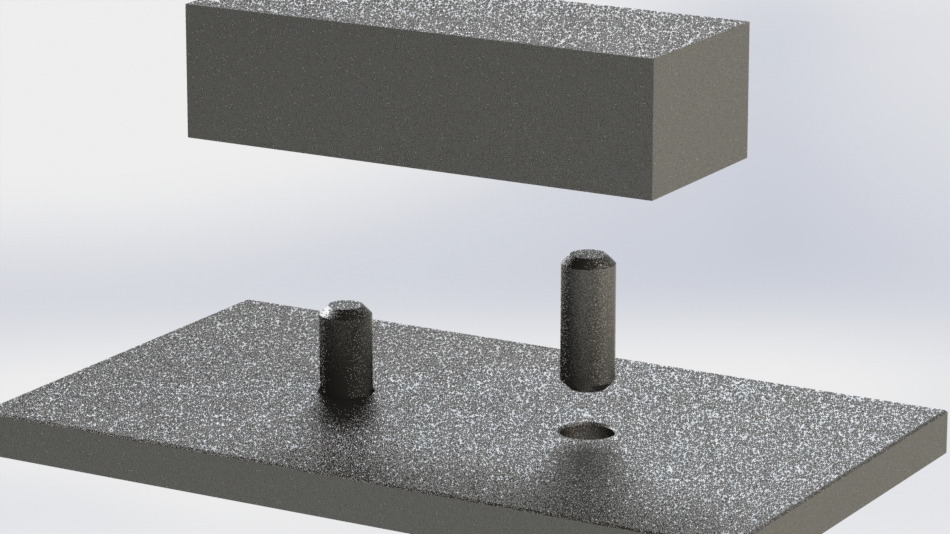 Chamfers on dowel pins ease assembly by self-locating the parts