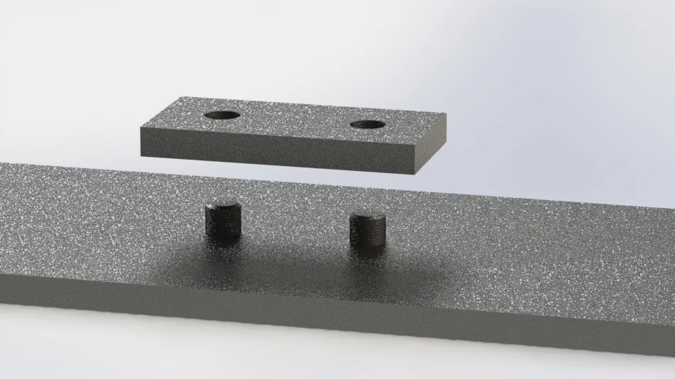simple block with holes for two dowel pins, which will align this block on flat plate - Fictiv simple block with holes for two dowel pins, which will align this block on flat plate