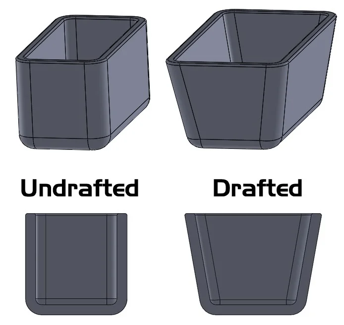 Drafted-vs-Undrafted-1 - Fictiv 3D illustration of an undrafted and a drafted part