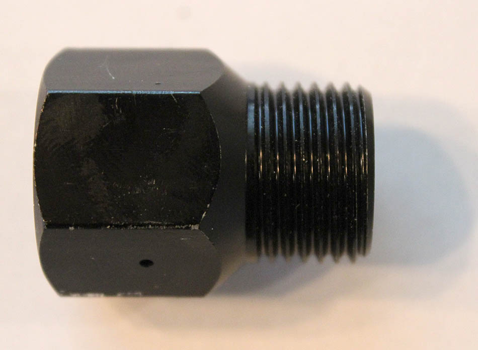 thread adapter that has been anodized and dyed black