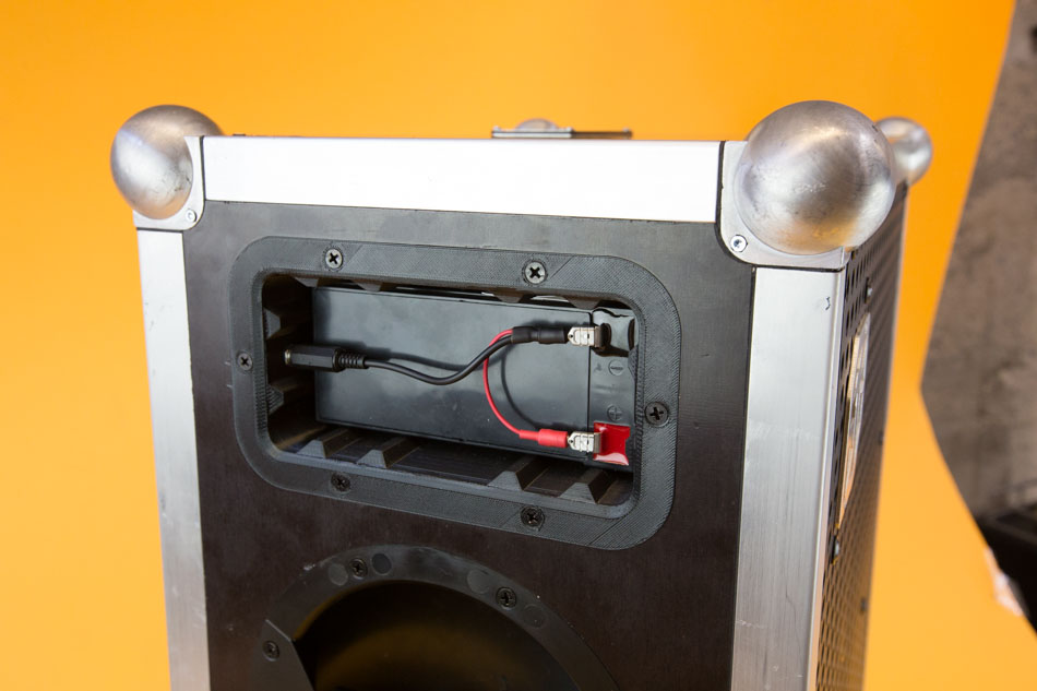 3D printed enclosure prototype from Fictiv around the battery