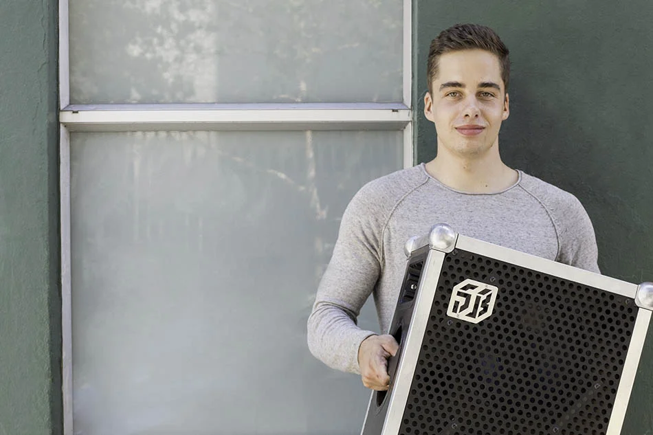 SOUNDBOKS co-founder Jesper Theil Thomsen with a prototype