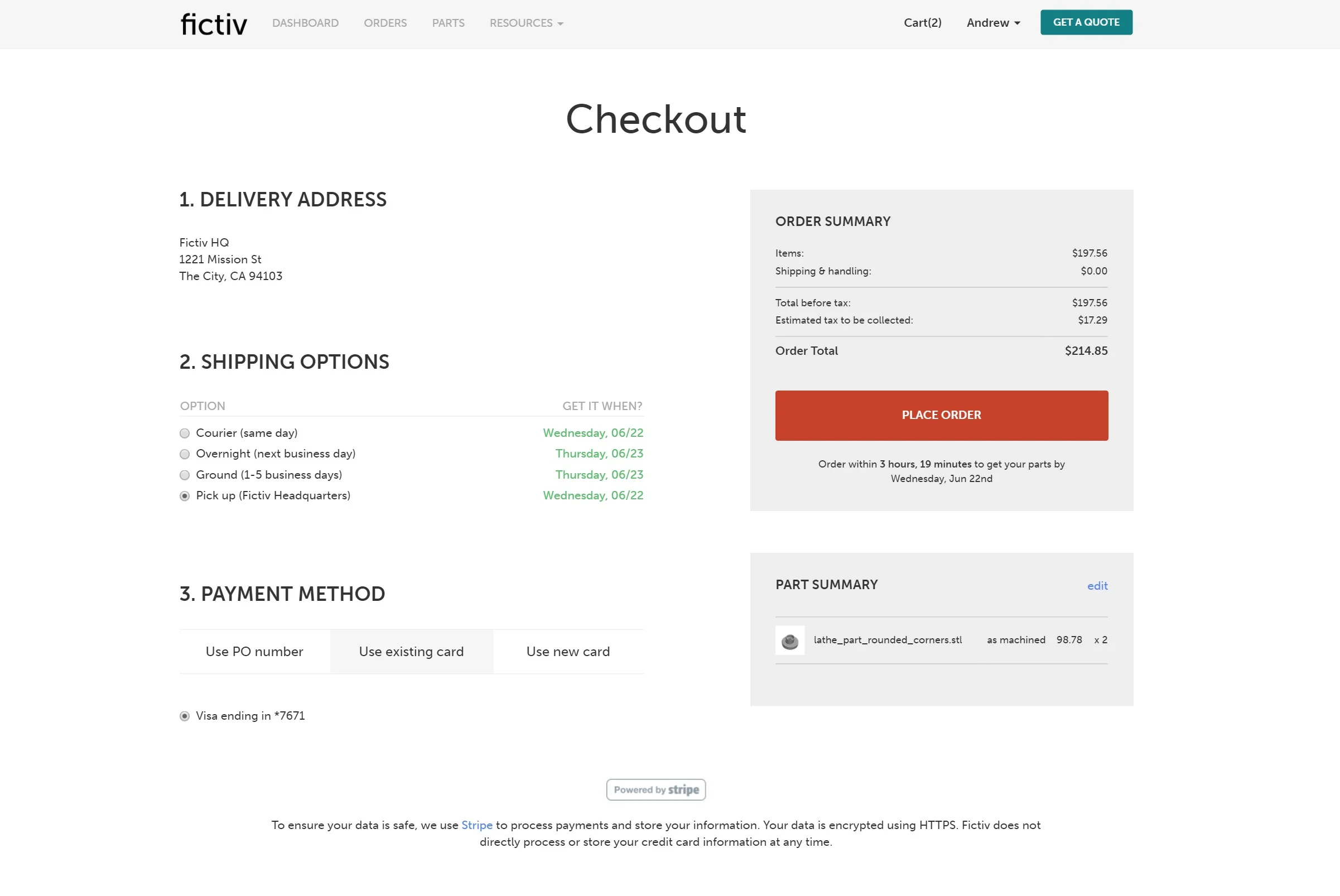 checkoutpage-1 - Fictiv fictiv platform checkout page