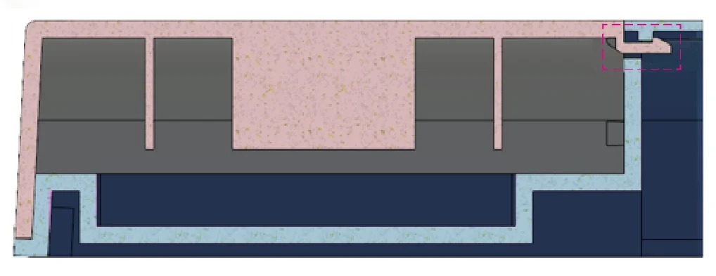 A cross-section with more detail on how the snap will retain the cover