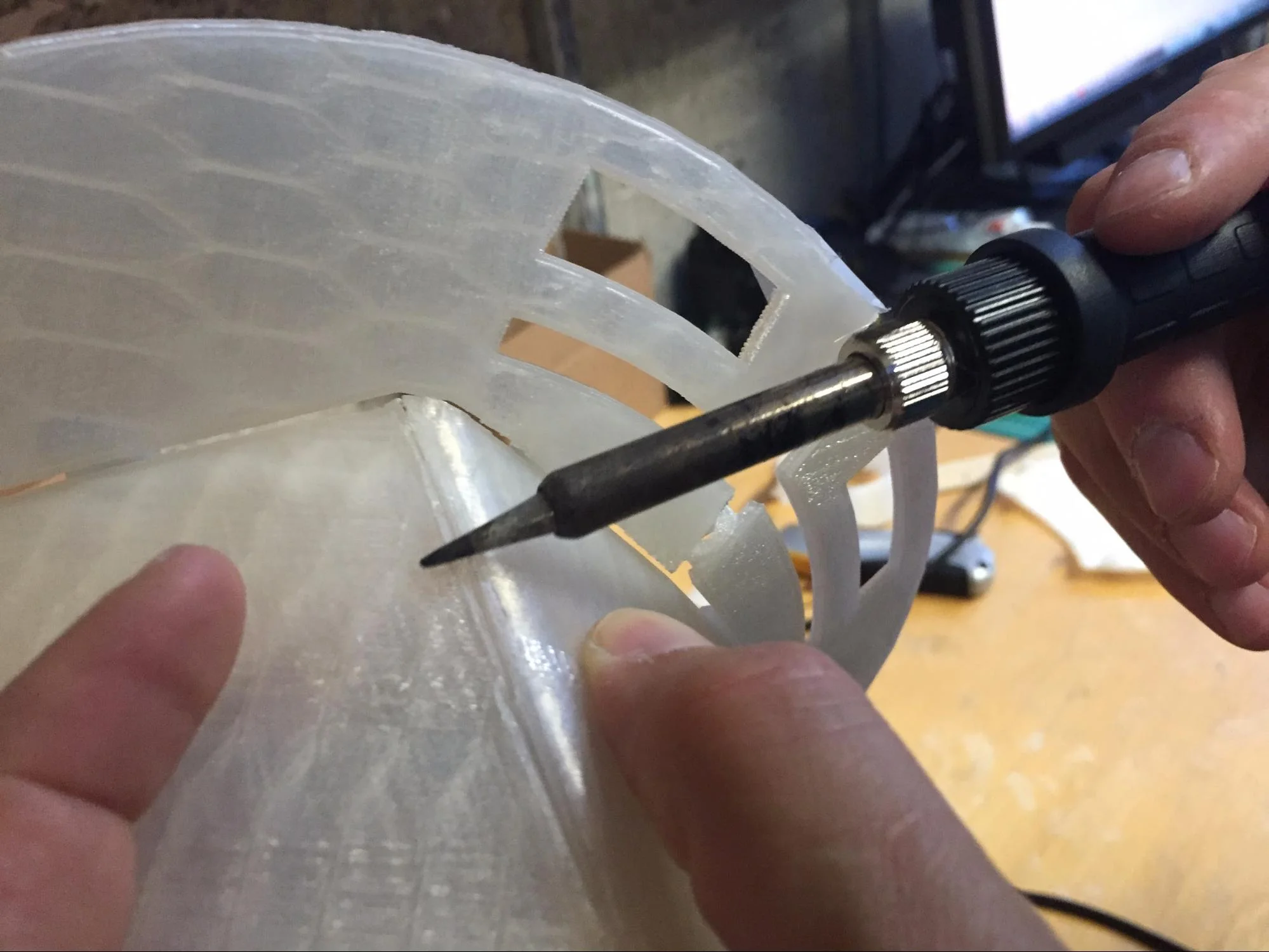 daft-punk_05 - Fictiv smoothing Daft Punk helmet seams with a soldering iron
