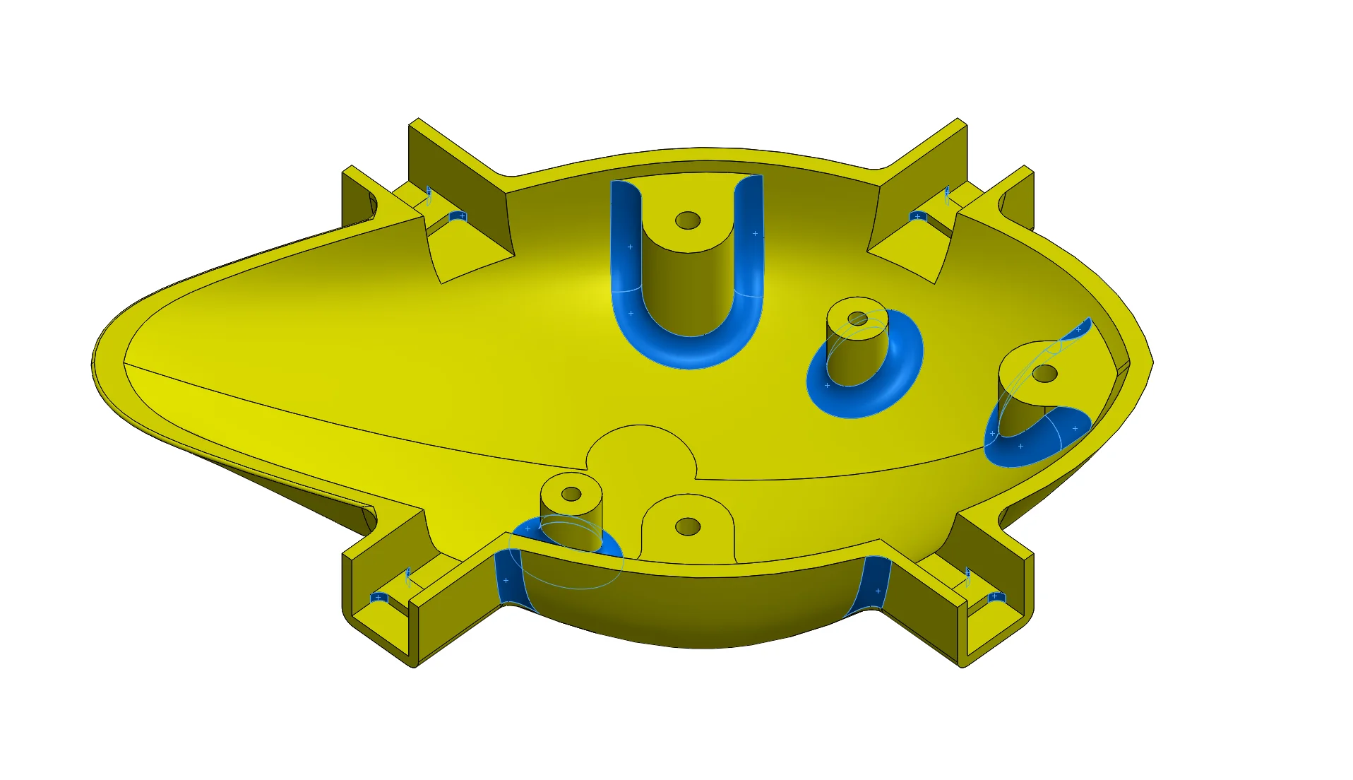 drone-design-image04 - Fictiv drone body design, showing leg attachment points