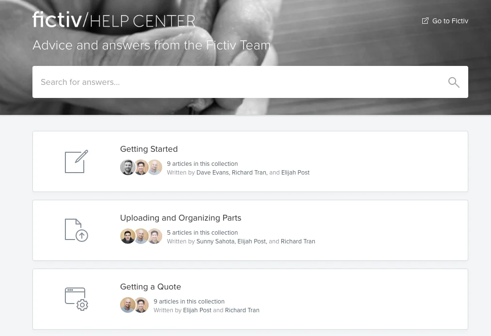 fictiv-helpcenter-home - Fictiv fictiv help center