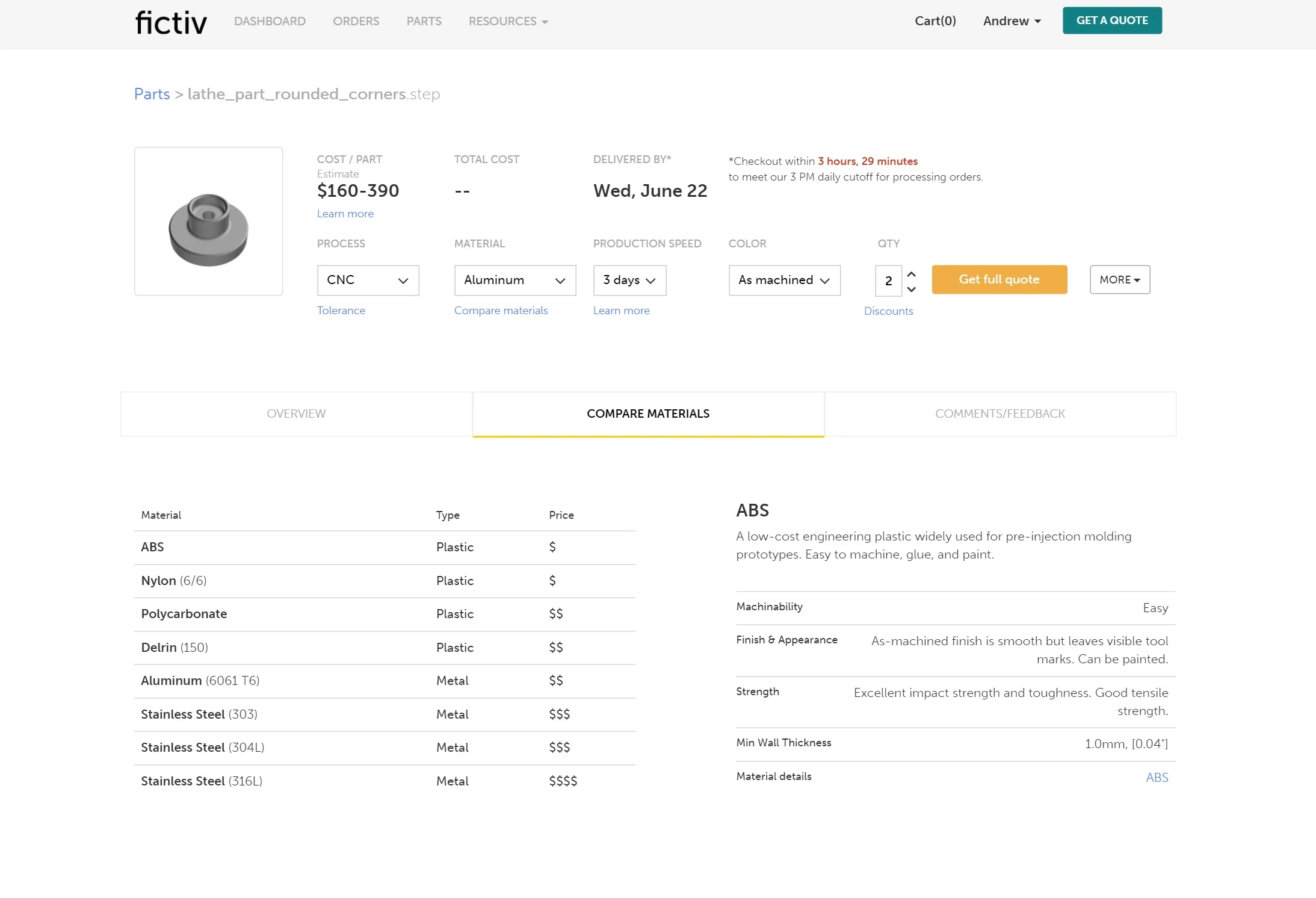 materialcomparison - Fictiv fictiv platform material comparison page