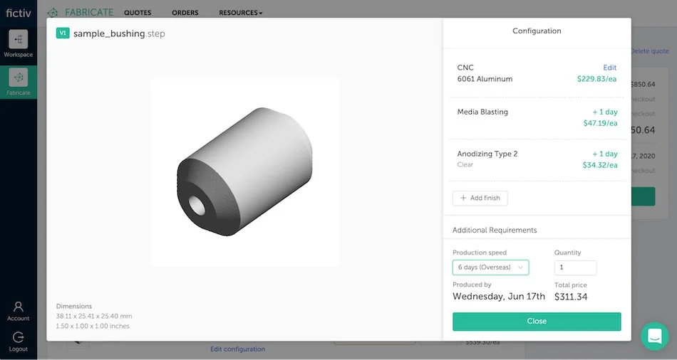 engineering-builds-image05 - Fictiv You can quickly configure parts with multiple finishes on the Fictiv platform and upload a 2D drawing that calls out your tolerance and hardware installation requirements.