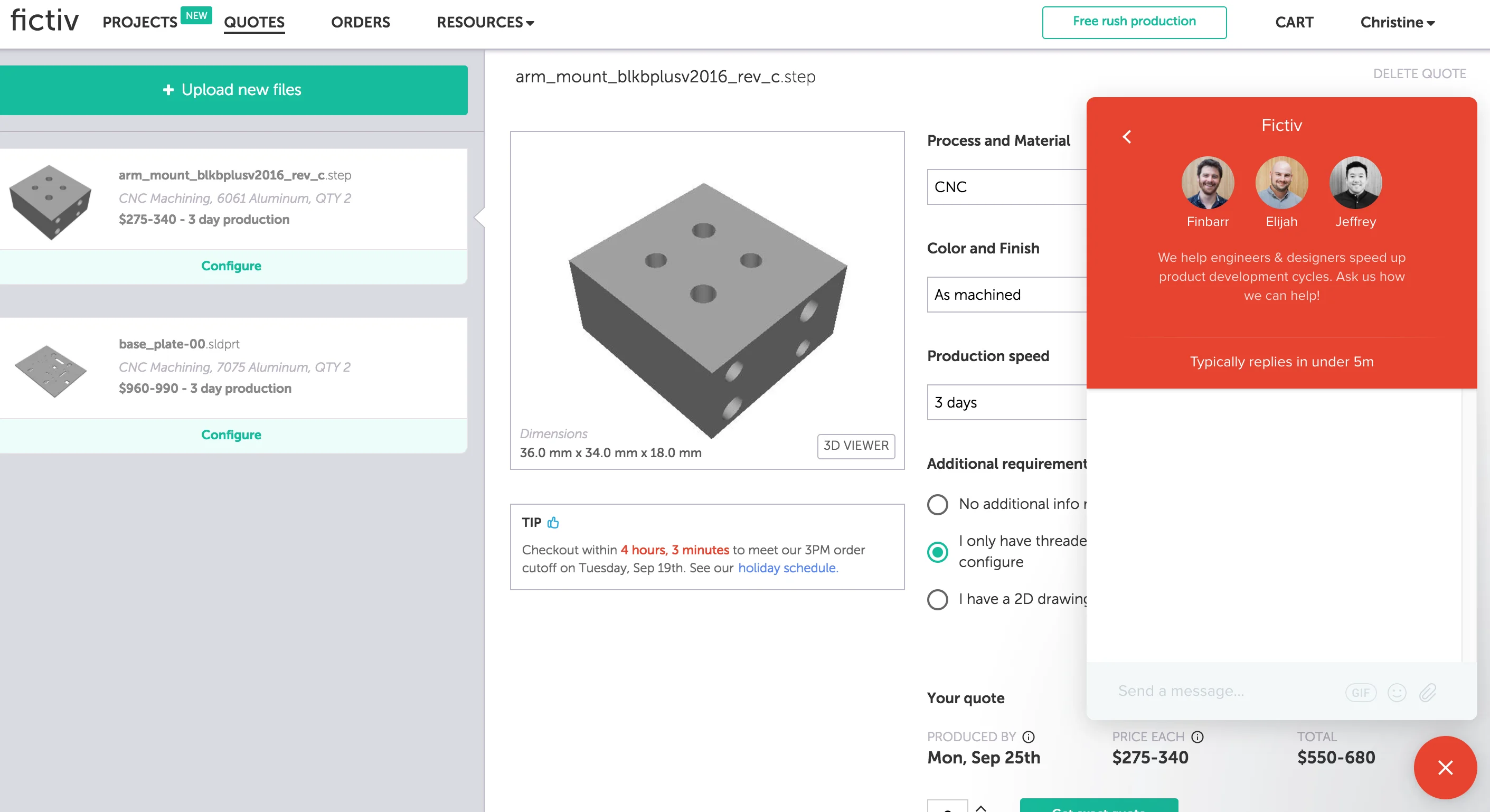 fictiv-chat-feature - Fictiv Fictiv in-app chat feature