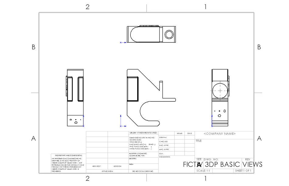 Engineering Drawing of 3D Printed Test Design