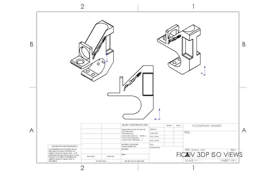 Engineering Drawing of 3D Printed Test Design
