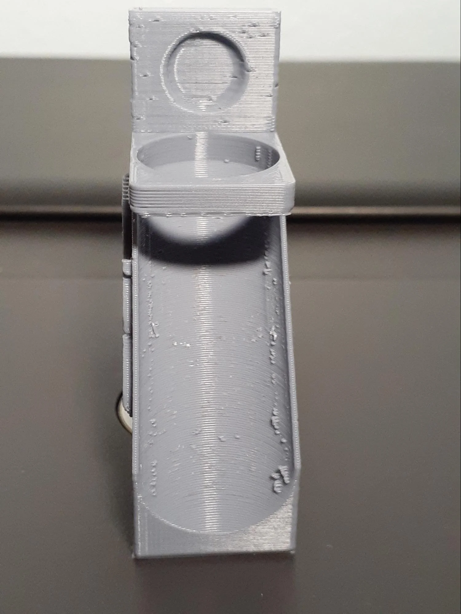 Showing rough areas where support material was needed when printing the PLA piece