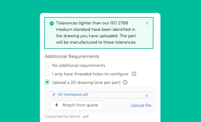 Fictiv platform tight tolerance quoting