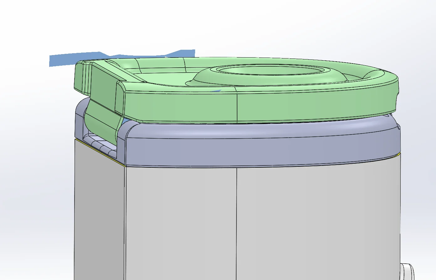 tolerance stack ups canister - Fictiv Canister (grey), collar (dark gray), lid (green)