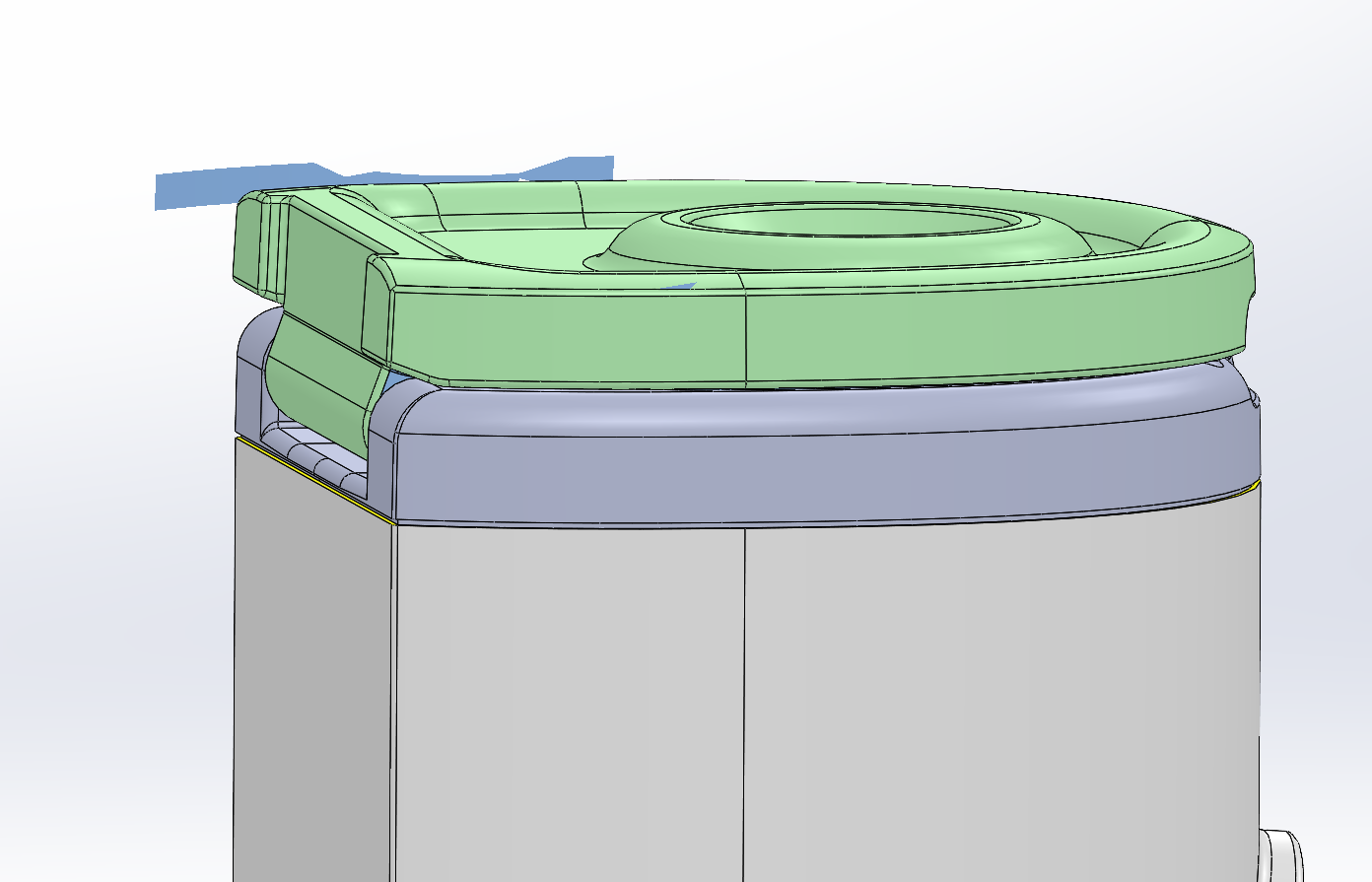 tolerance stack ups canister - Fictiv Canister (grey), collar (dark gray), lid (green)