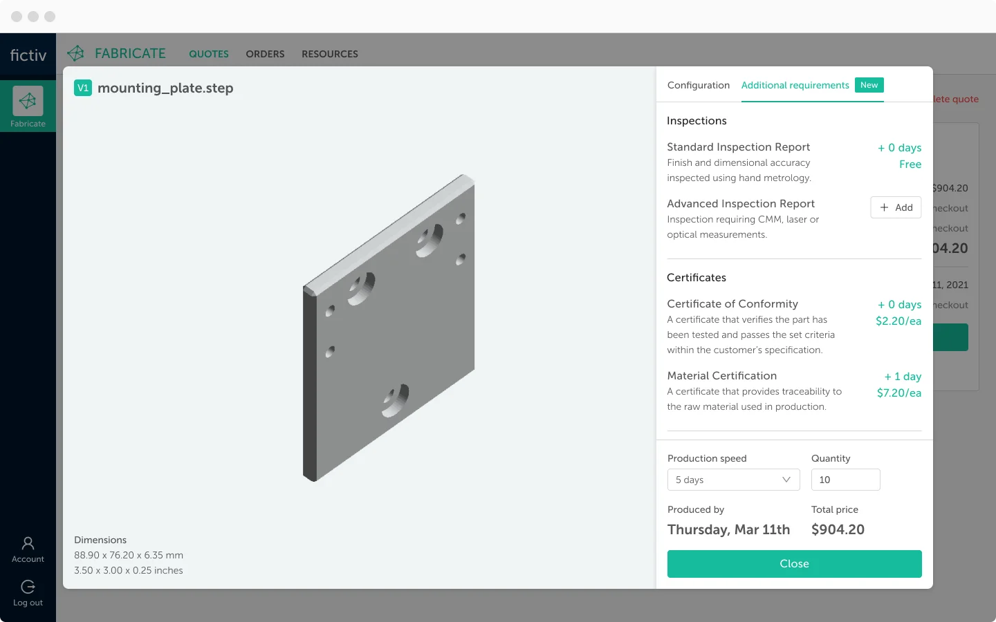 fictiv advanced quality inspections