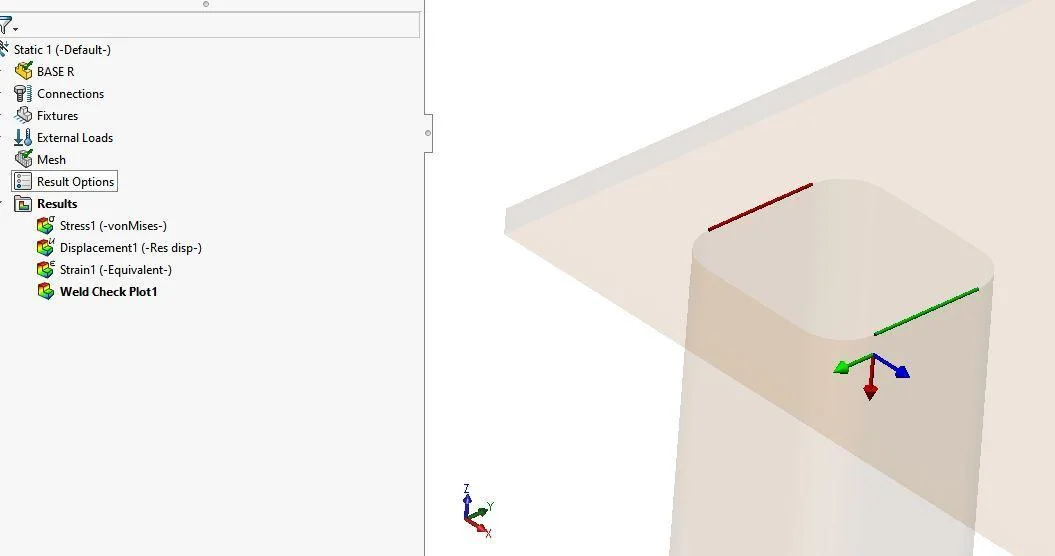 transparent table - Fictiv screenshot of a 3D CAD model of a transparent table with weld locations highlighted