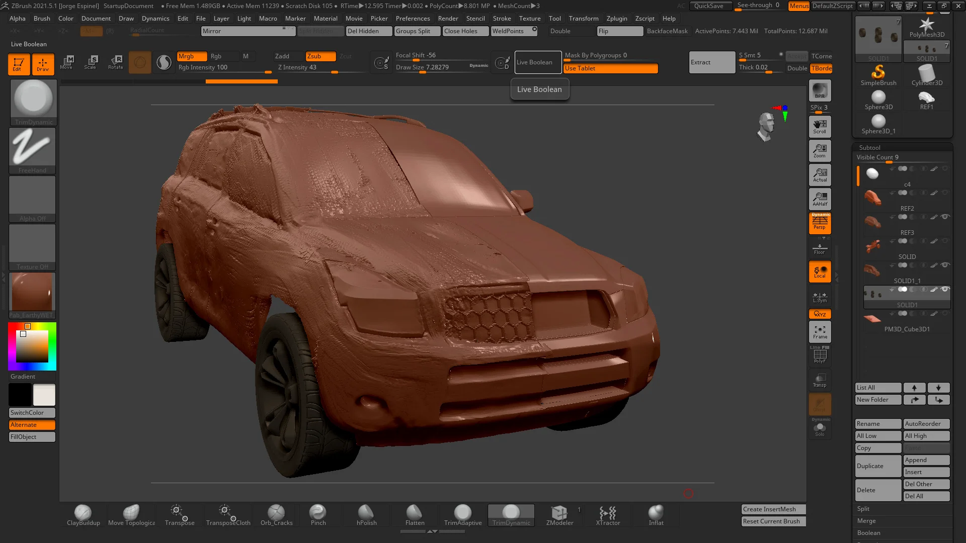 3D sculpted car - Fictiv Car sculpted from clay using digital sculpting in Zbrush