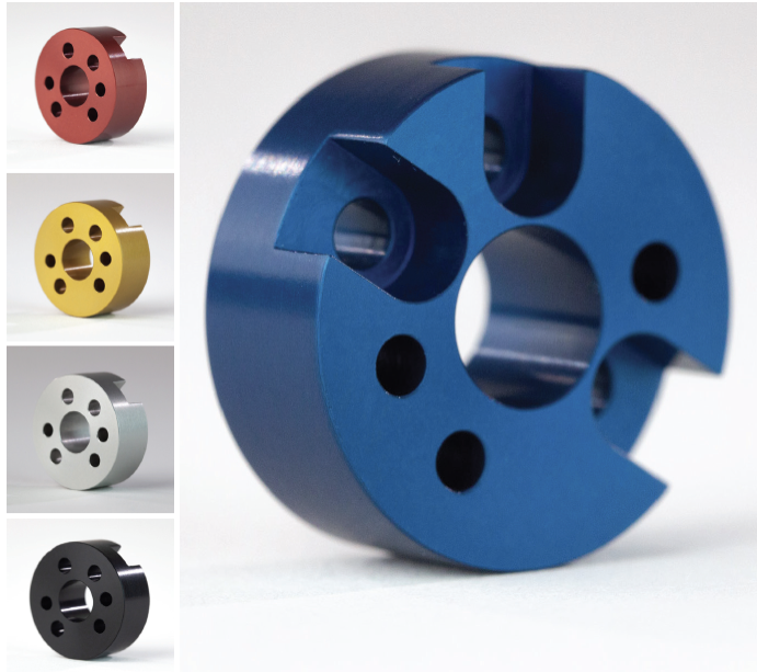Basic of Finishing CNC Machined Parts 6 A circular metal part with holes drilled in it, finished using anodizing
