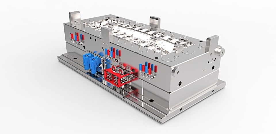 injection mold with gates attached