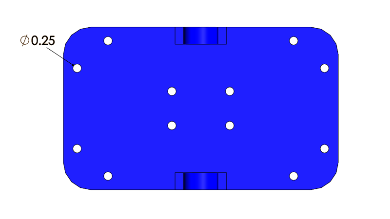 CNC machined part with drilled holes