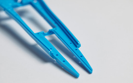 blue piece injection molded for medical device