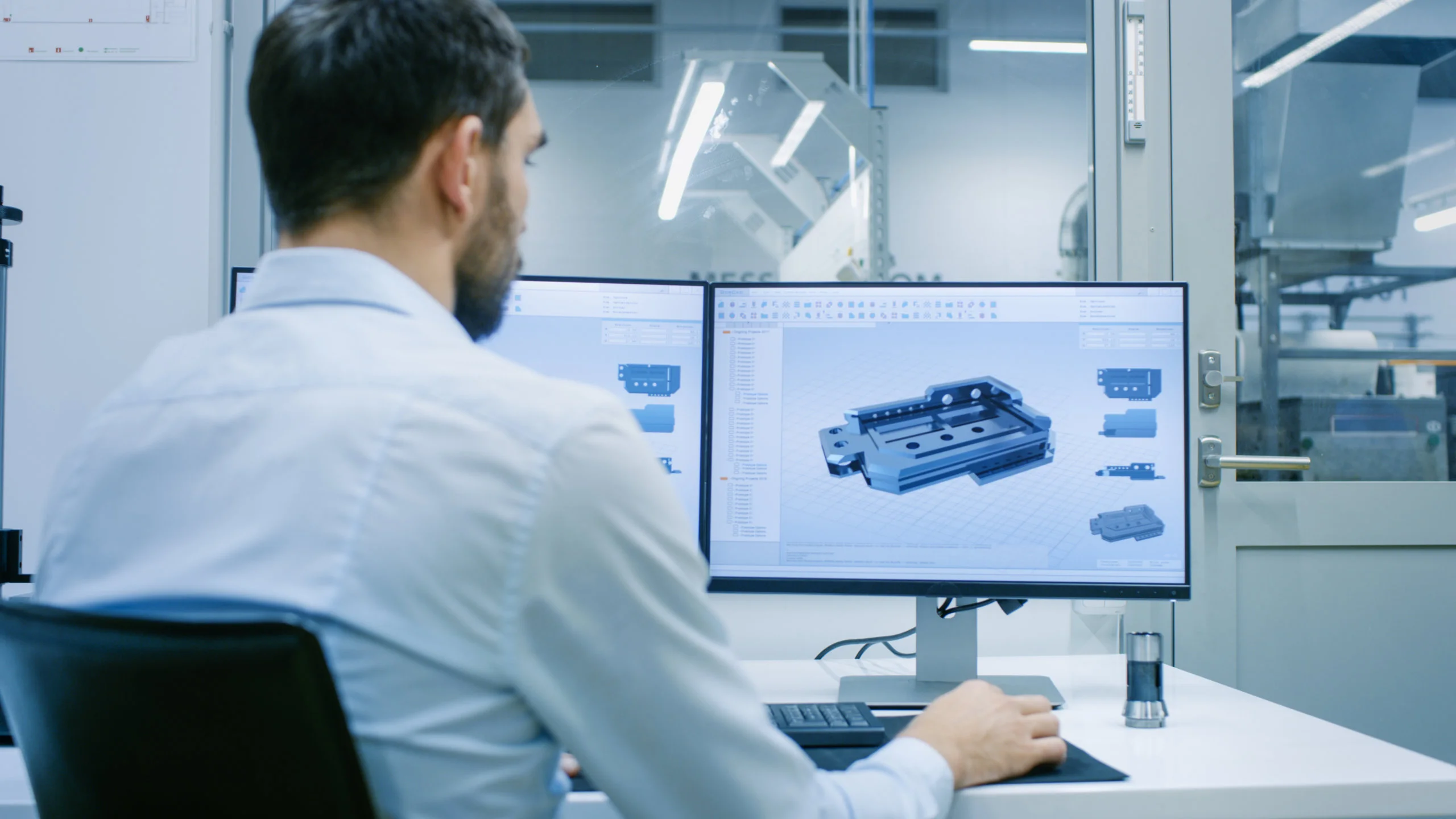 Engineer/,Technician,Working,On,A,Personal,Computer,With,Two,Displays, - Fictiv injection molding design mistakes
