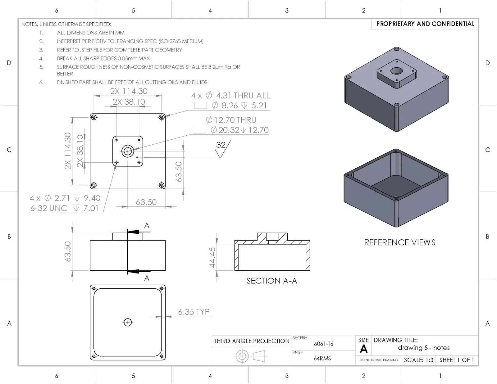 CNC drawing example - Fictiv CNC drawing example