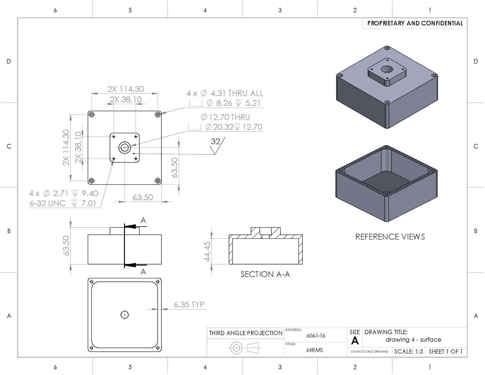 mechanical drawing with dimension