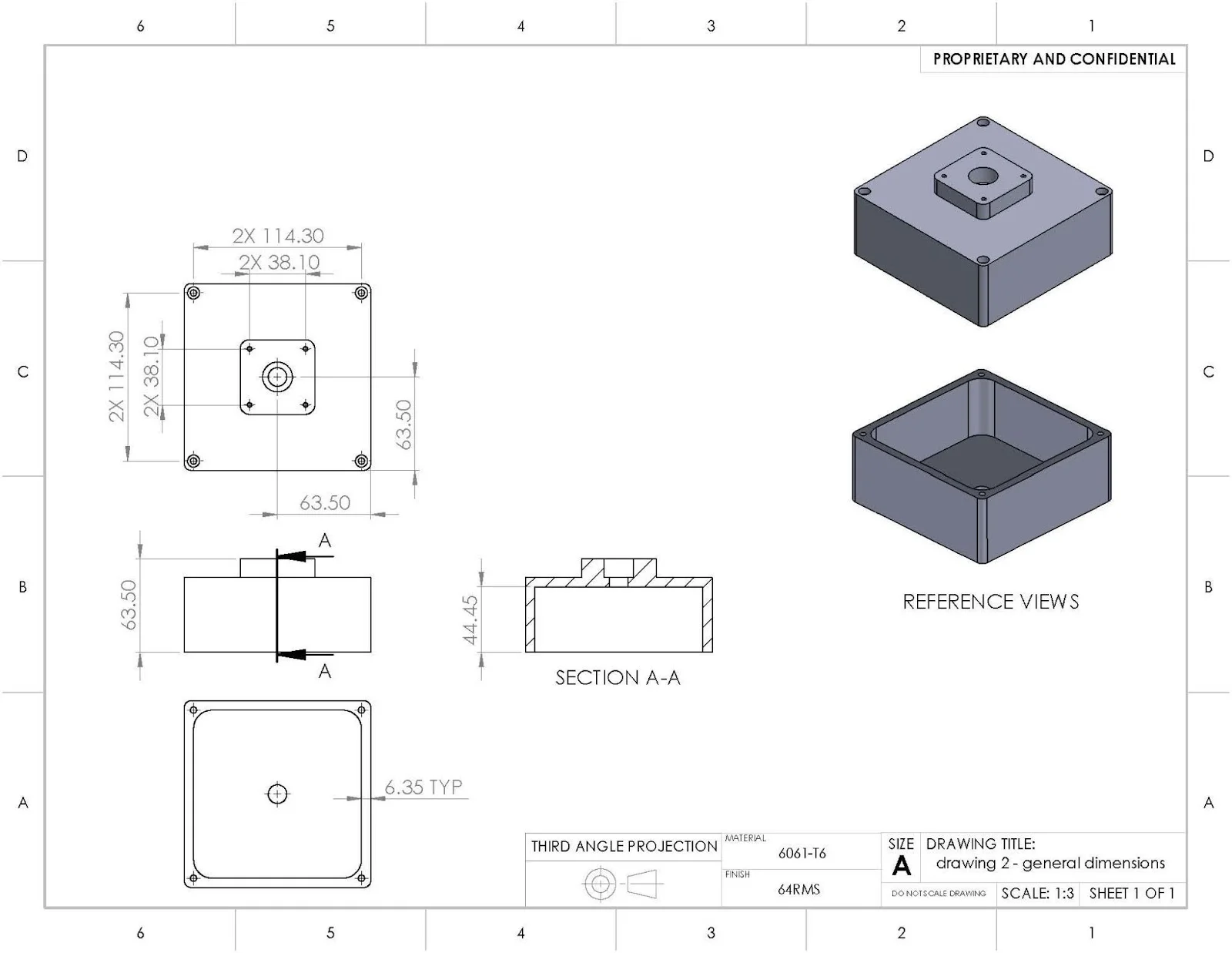 CNC drawing example - Fictiv CNC drawing example
