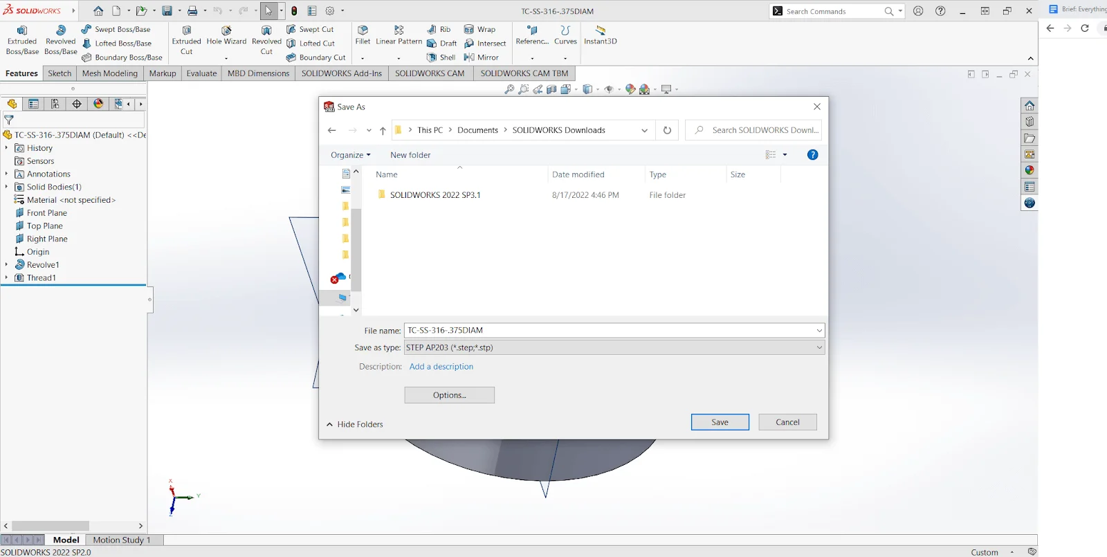 Saving-a-3D-CAD-model - Fictiv Saving a 3D CAD model as a STEP file in SOLIDWORKS