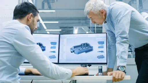 design-engineers-working-on-computer - Fictiv Design engineers may complete their own solid models or drawings or outsource to a CAD design engineer
