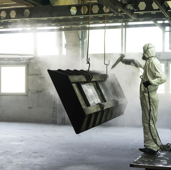 Bead-blast-operator-blasting-a-large-part - Fictiv Bead blast operator blasting a large part