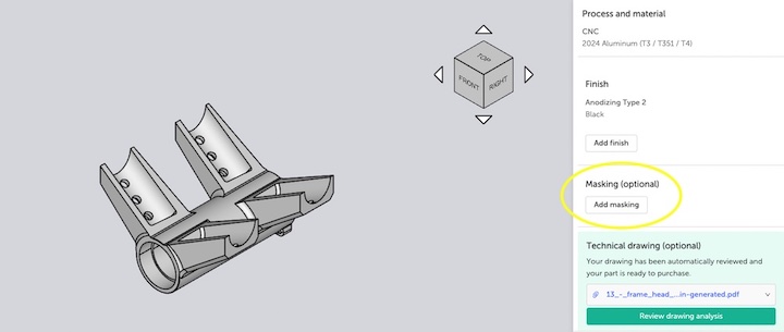 Fictiv’s Platform Now Supports Masking for Post-Production Finishes