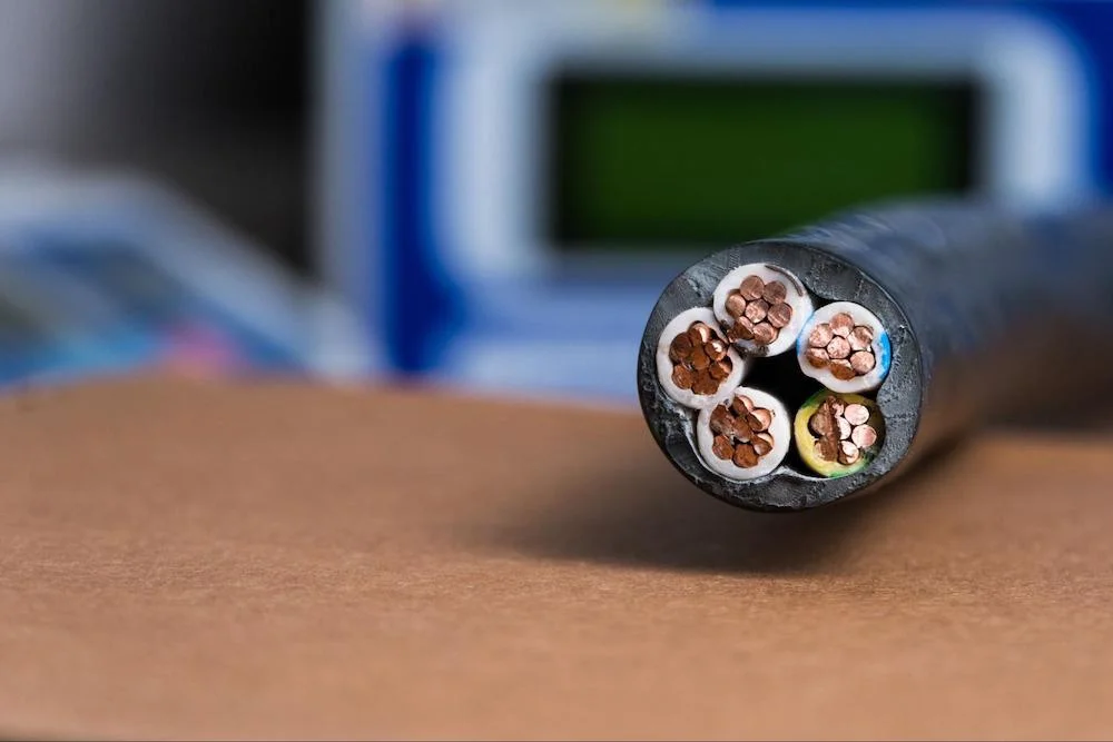 cross-section of a wire bundle, showing ductile copper wire usage
