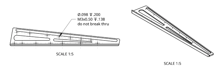 engineering drawing blind hole callout