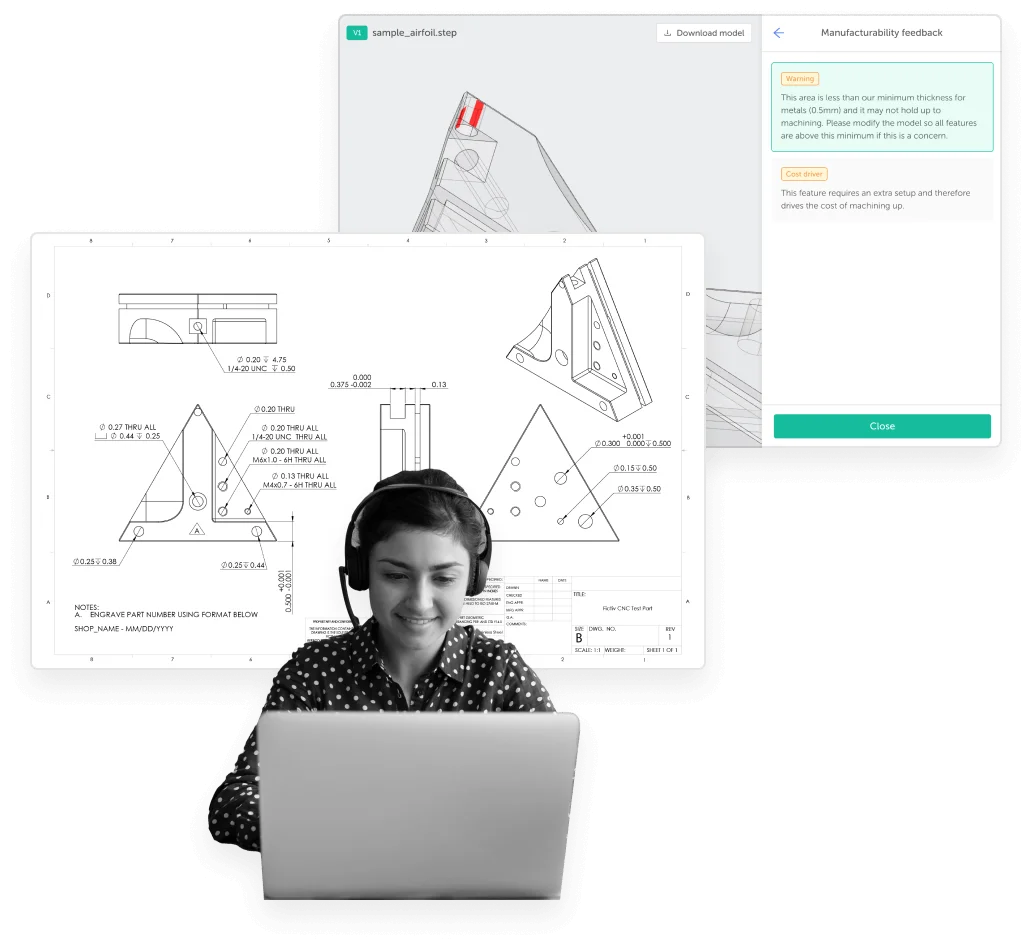 Instant DFM feedback - Fictiv instant DFM feedback on Fictiv’s digital manufacturing platform