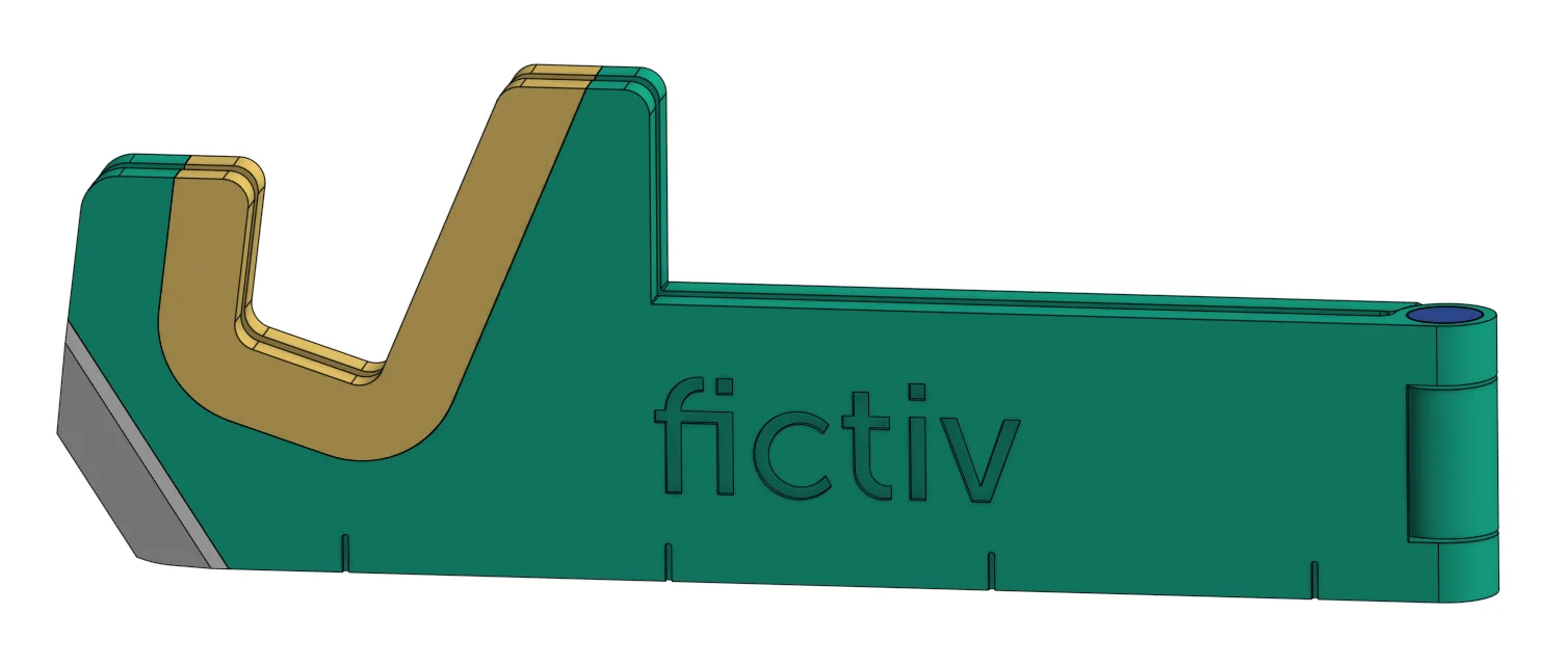 This multi-tool phone stand is designed for injection molding and overmolding.