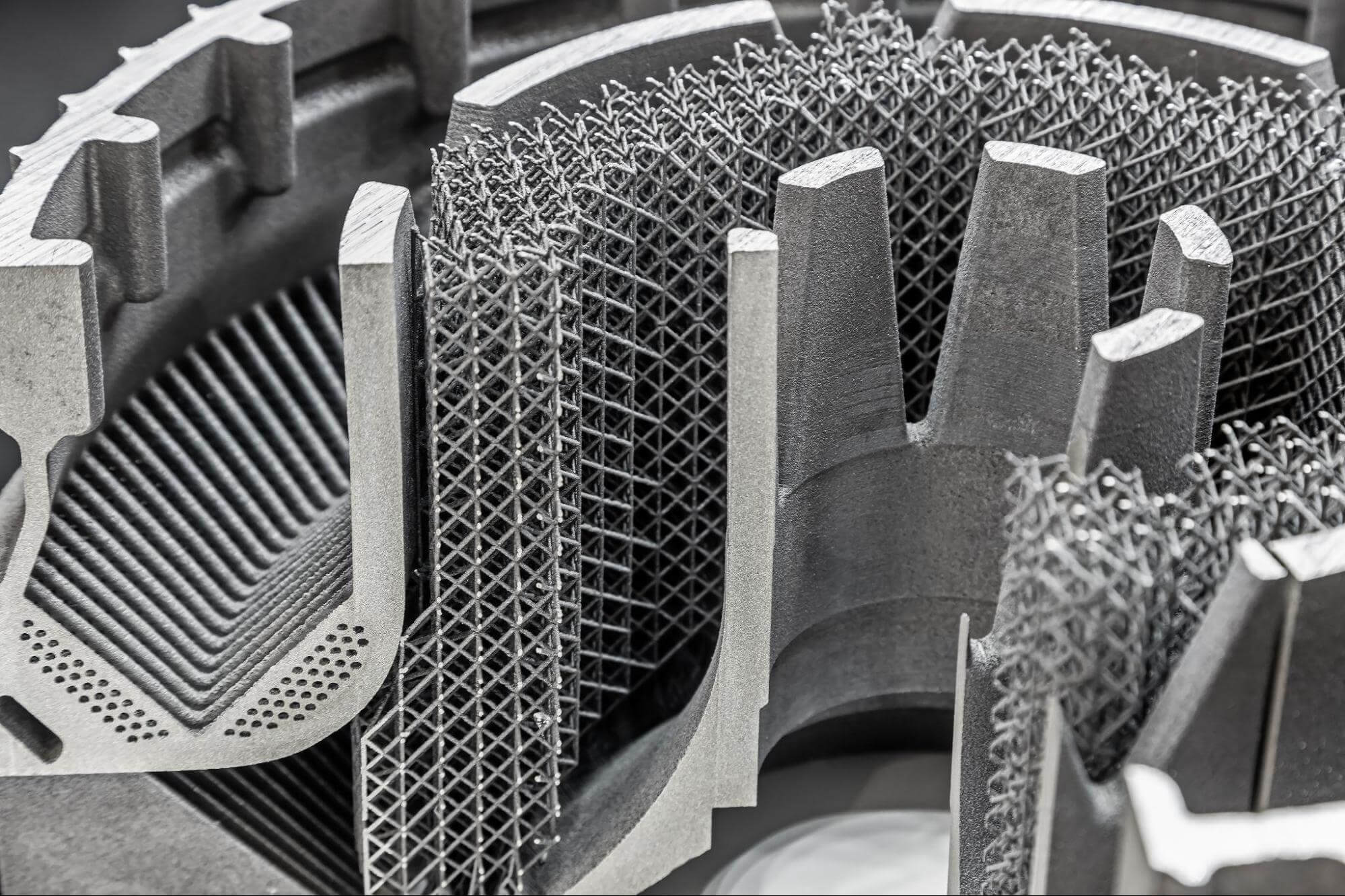 3D printing can be used to produce lightweight lattice structures.