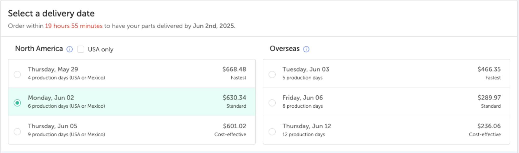 prototype tariff shipping