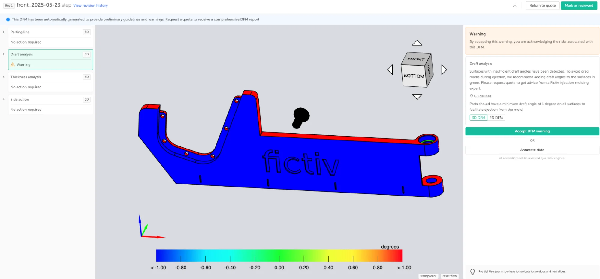fictivmade draft - Fictiv Draft analysis on the Fictiv digital manufacturing platform.