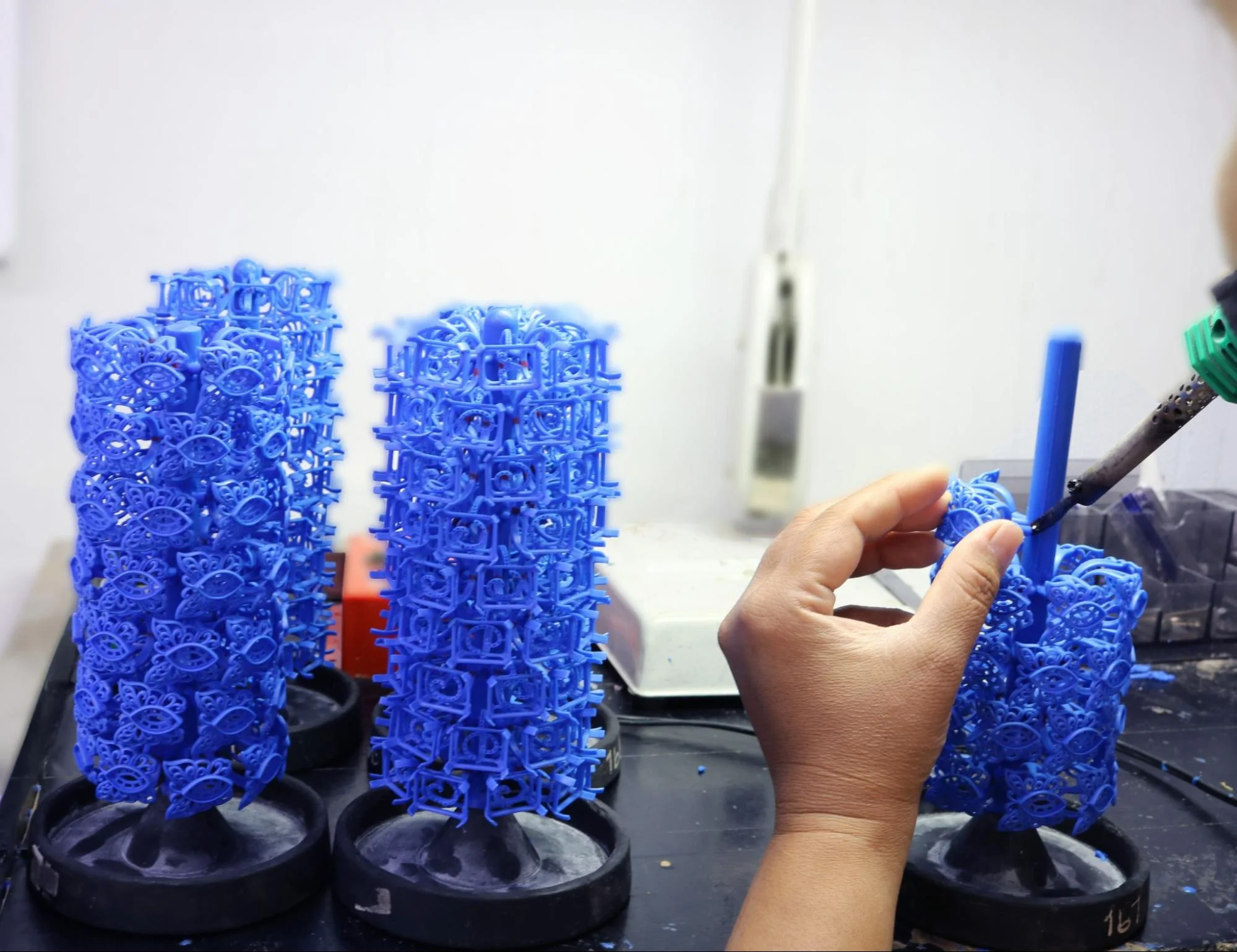 investment casting wax - Fictiv Wax tree preparation for an investment-cast jewelry mold.