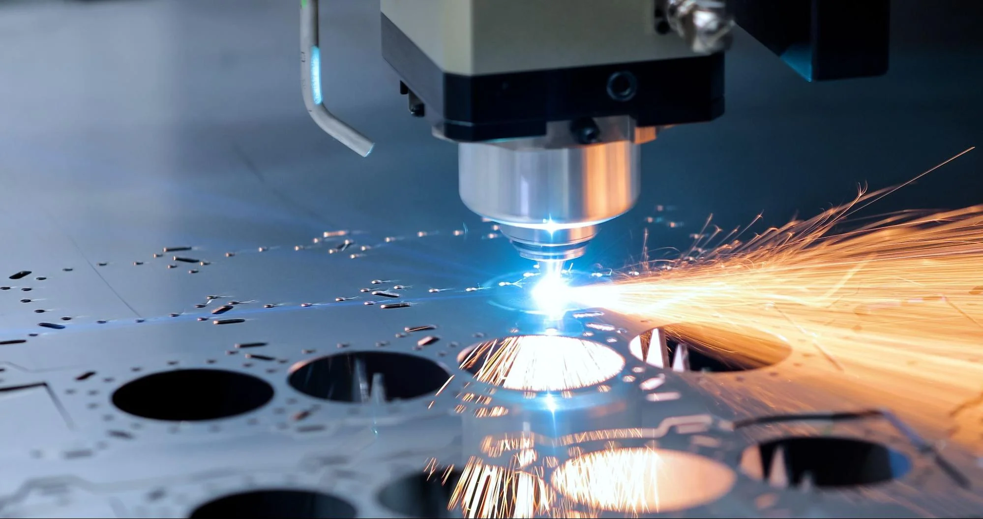 Laser cutting of sheet metal.