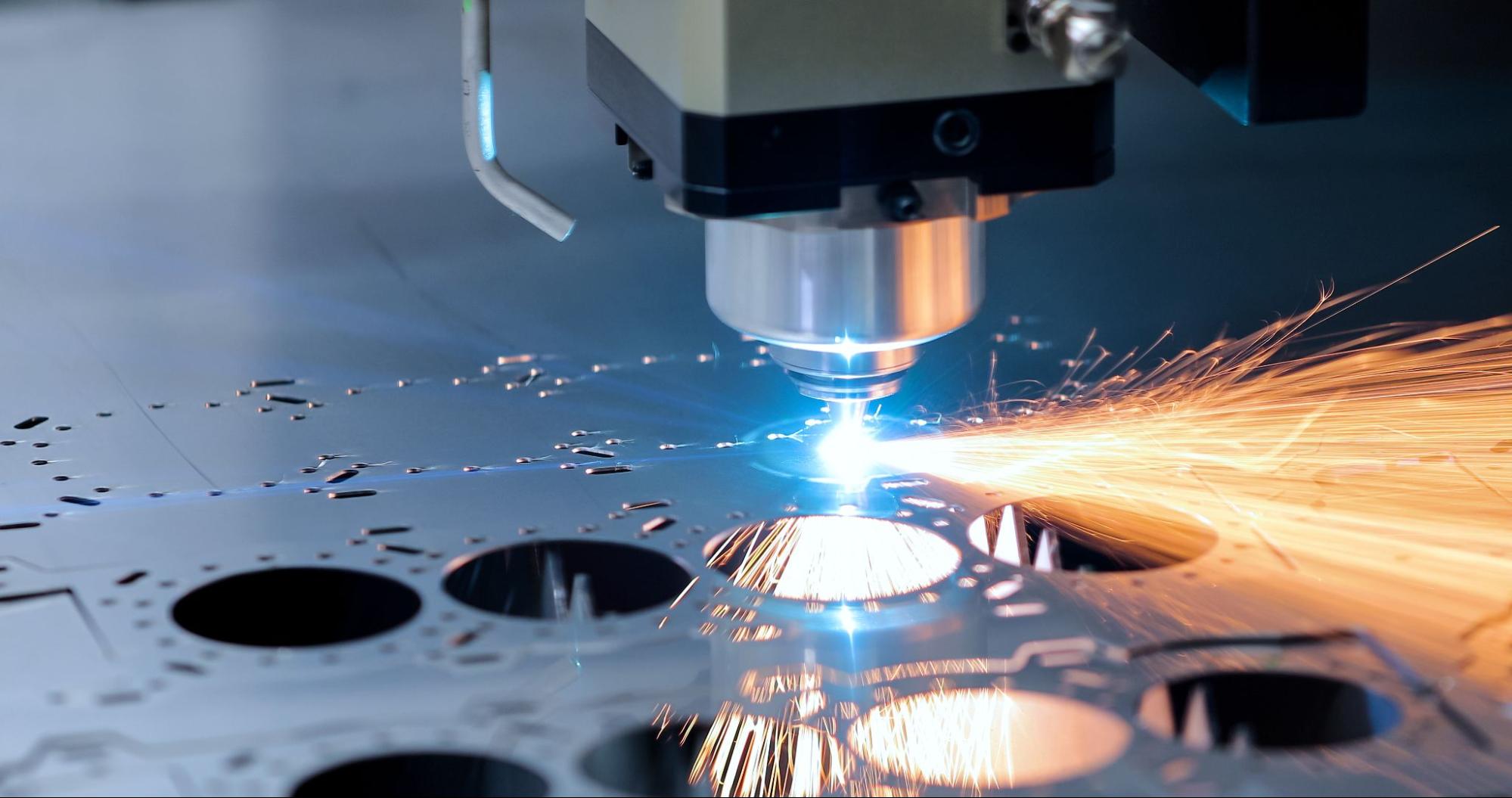 Laser cutting of sheet metal.