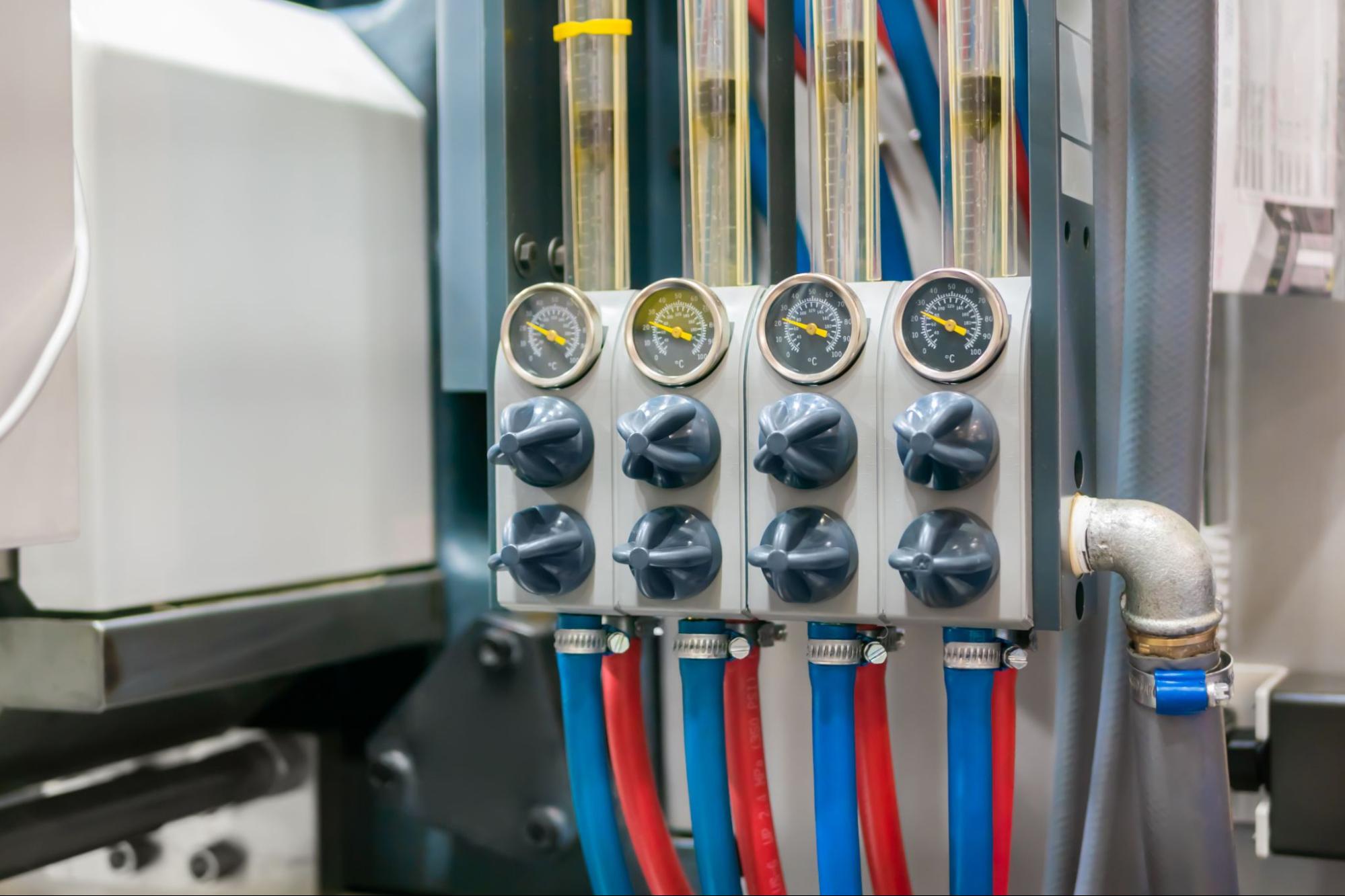 Injection molding water flow meter.